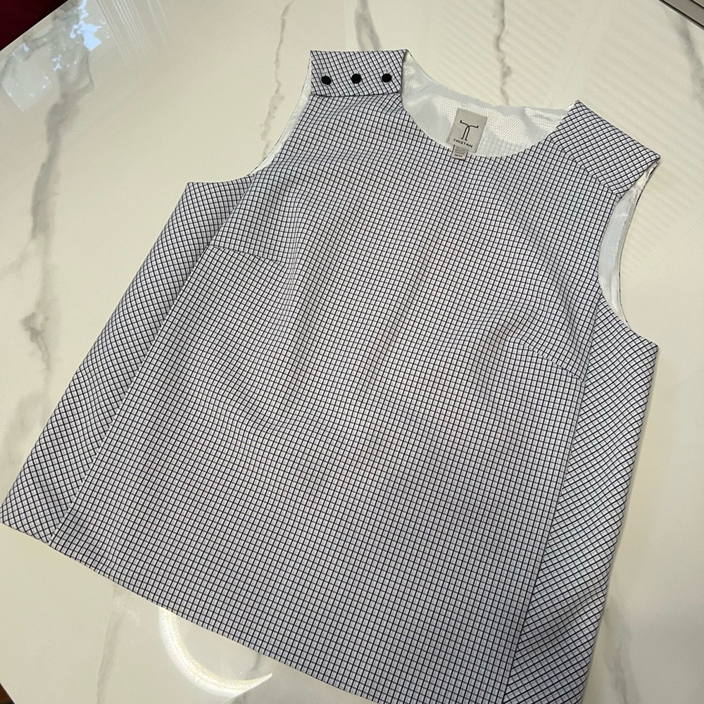 Tristan Sleeveless Grid Print Top